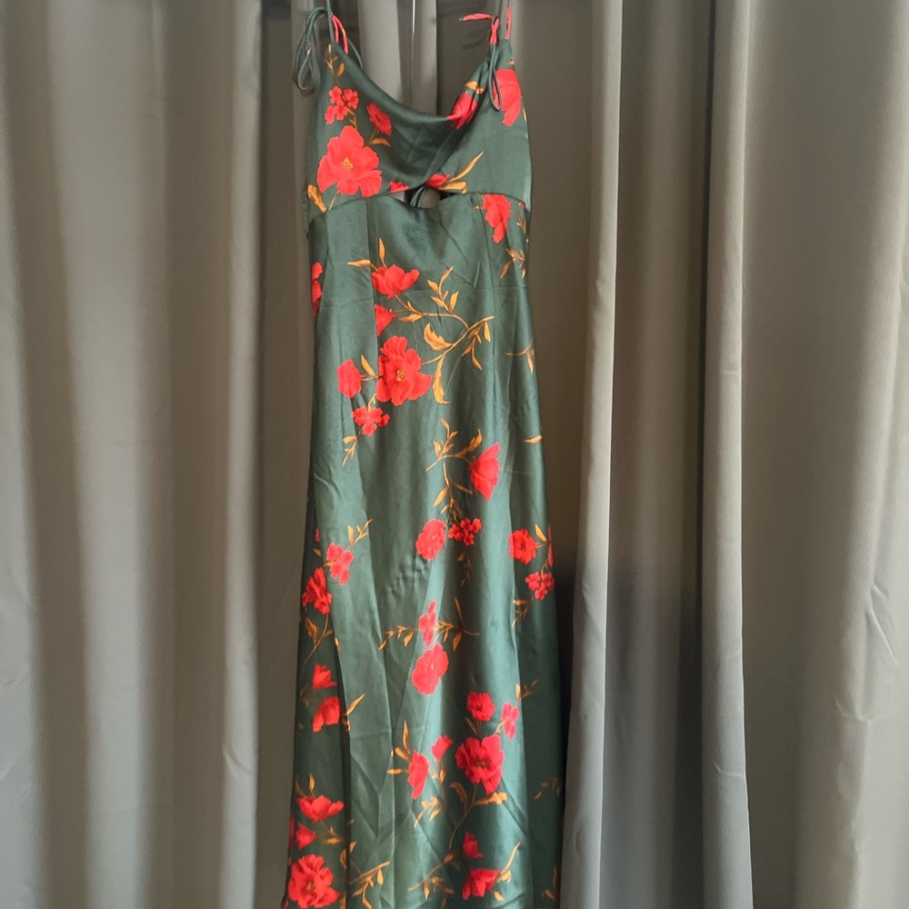 Hello Molly Green and Red Floral Maxi Dress